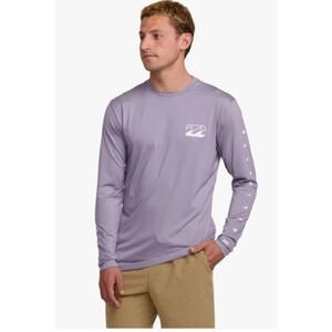 Billabong Mens Long Sleeve T Shirt Lavender Wave Logo Graphic Size SMALL